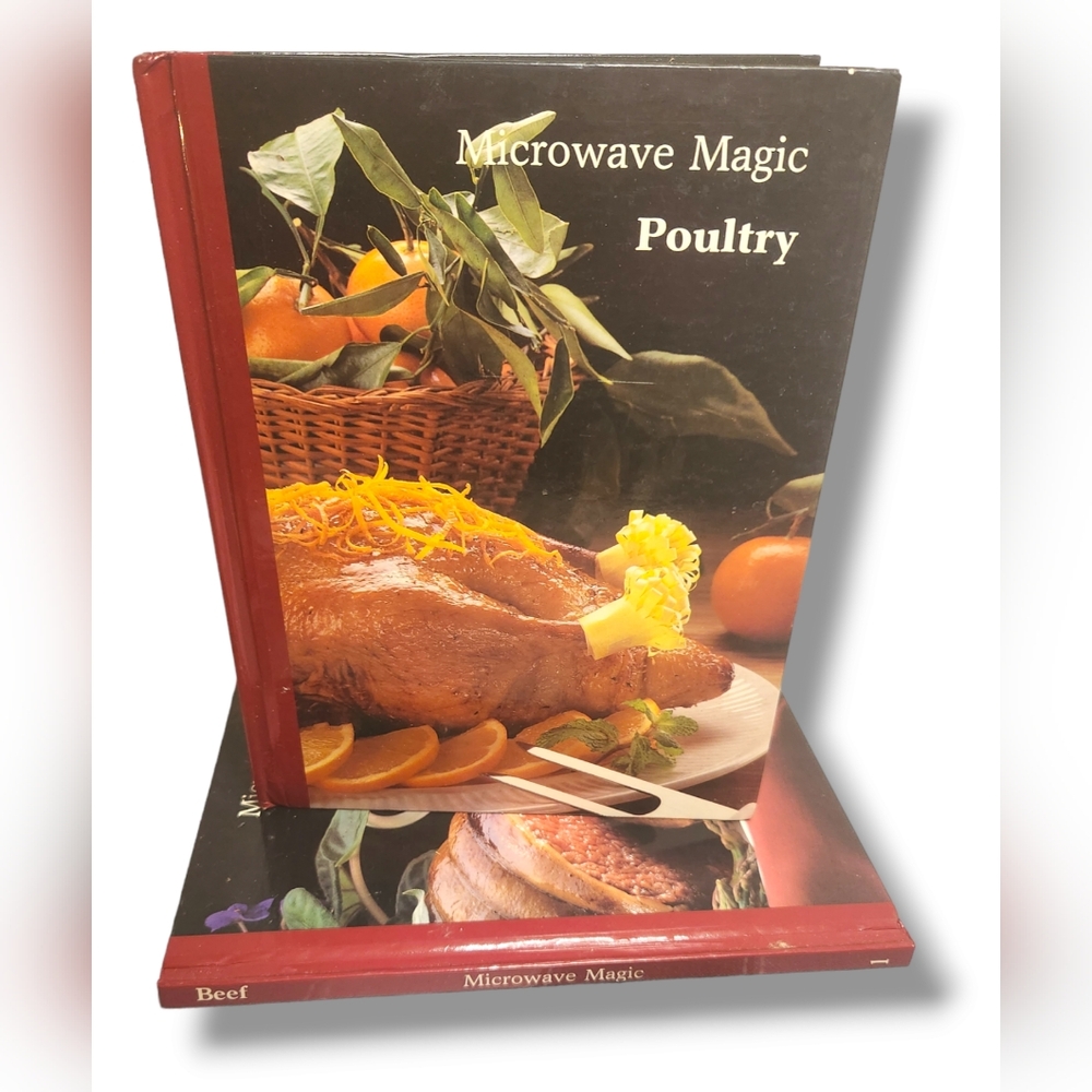 2 Microwave Cookbooks - Poultry & Beef - Vintage 1987 - Hardcover Set